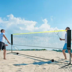 VEVOR Badminton Net, Height Adjustable Volleyball Net, 14ft Wide Foldable Pickleball Net, Portable Easy Setup Tennis Net Set with Poles, Stand and Carry Bag, for Kids Backyard Game Indoor Outdoor Use