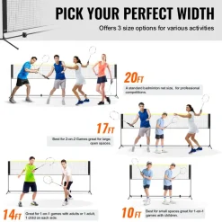 VEVOR Badminton Net, Height Adjustable Volleyball Net, 10ft Wide Foldable Pickleball Net, Portable Easy Setup Tennis Net Set with Poles, Stand and Carry Bag, for Kids Backyard Game Indoor Outdoor Use