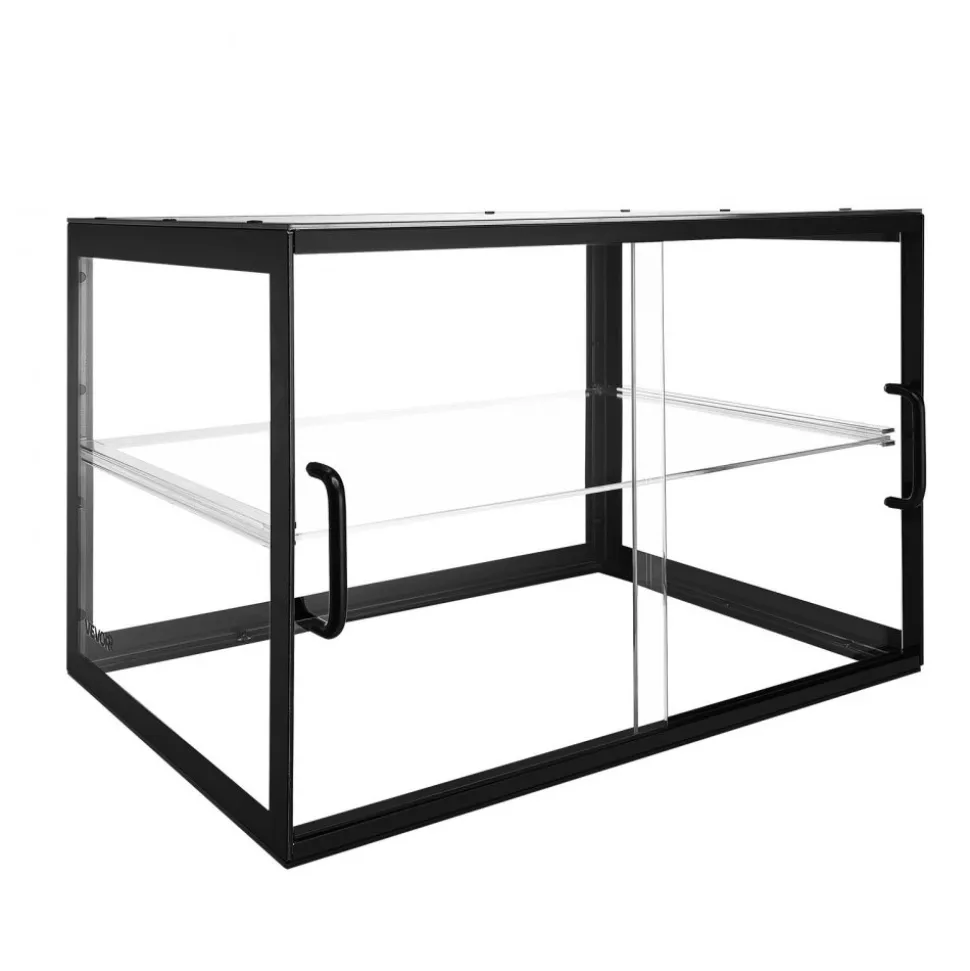VEVOR Bakery Display Case, 2-Tier Commercial Countertop Pastry Display Case, Clear Acrylic Bread Box for Kitchen, Party Cake Cabinet with Sliding Door for Cookie Dessert Donut, 21.7" x 15.2" x 15.4"