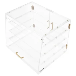 VEVOR Bakery Display Case, 4-Tier Commercial Countertop Pastry Display Case, Clear Acrylic Bread Box for Kitchen, Party Cake Cabinet with Magnetic Rear Door for Cookie Dessert Donut, 20.9"x17.1"x16.3"