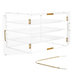 VEVOR Bakery Display Case, 2-Tier Commercial Countertop Pastry Display Case, Clear Acrylic Bread Box for Kitchen, Party Cake Cabinet with Magnetic Rear Door for Cookie Dessert Donut, 22