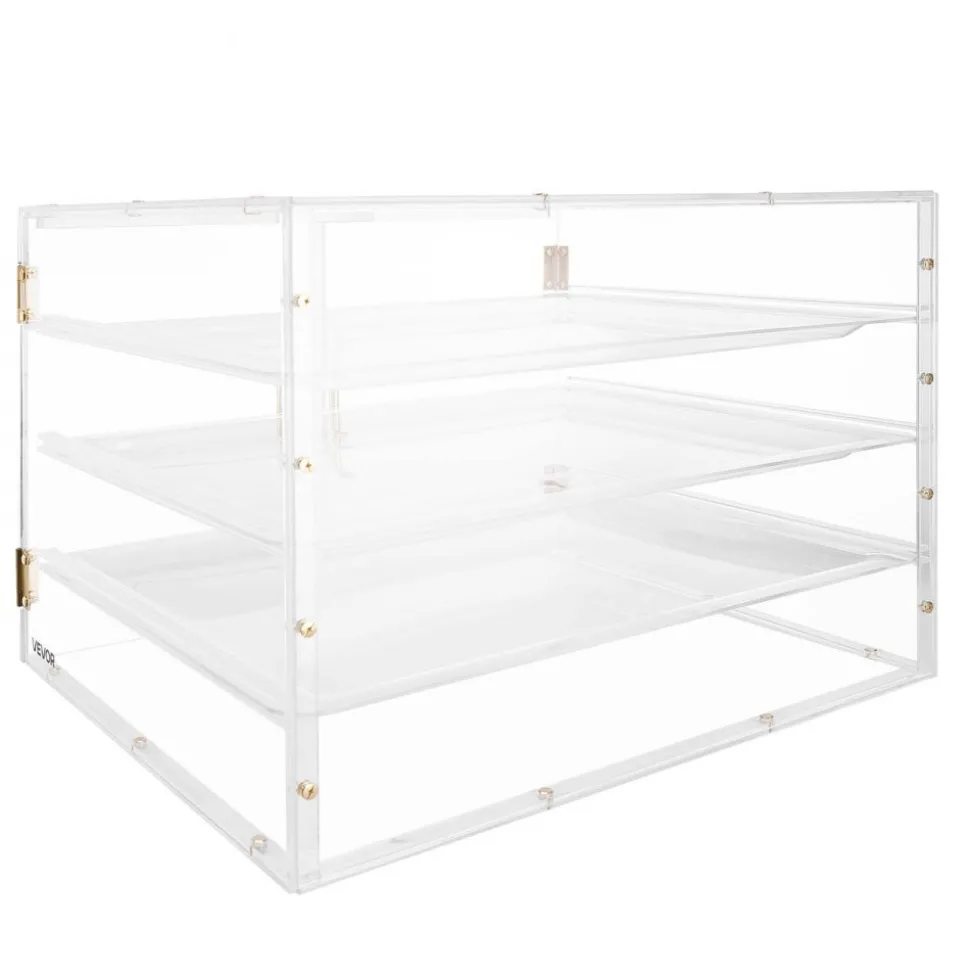 VEVOR Bakery Display Case, 2-Tier Commercial Countertop Pastry Display Case, Clear Acrylic Bread Box for Kitchen, Party Cake Cabinet with Magnetic Rear Door for Cookie Dessert Donut, 22" x 14" x 14"