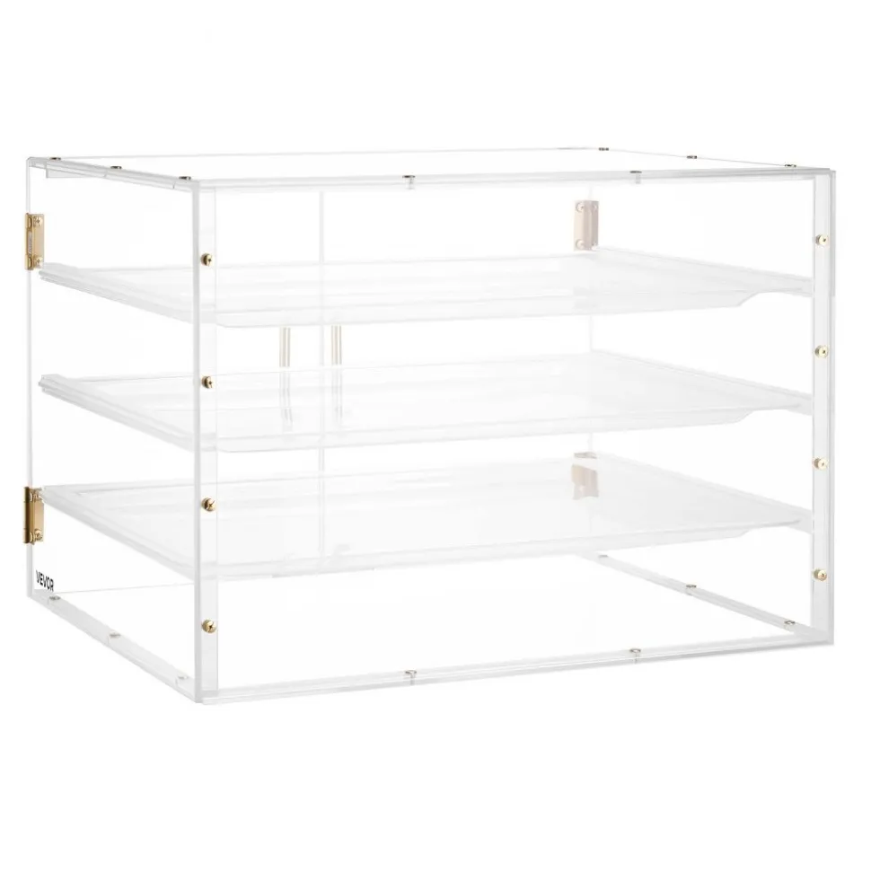 VEVOR Bakery Display Case, 2-Tier Commercial Countertop Pastry Display Case, Clear Acrylic Bread Box for Kitchen, Party Cake Cabinet with Magnetic Rear Door for Cookie Dessert Donut, 22" x 14" x 14"