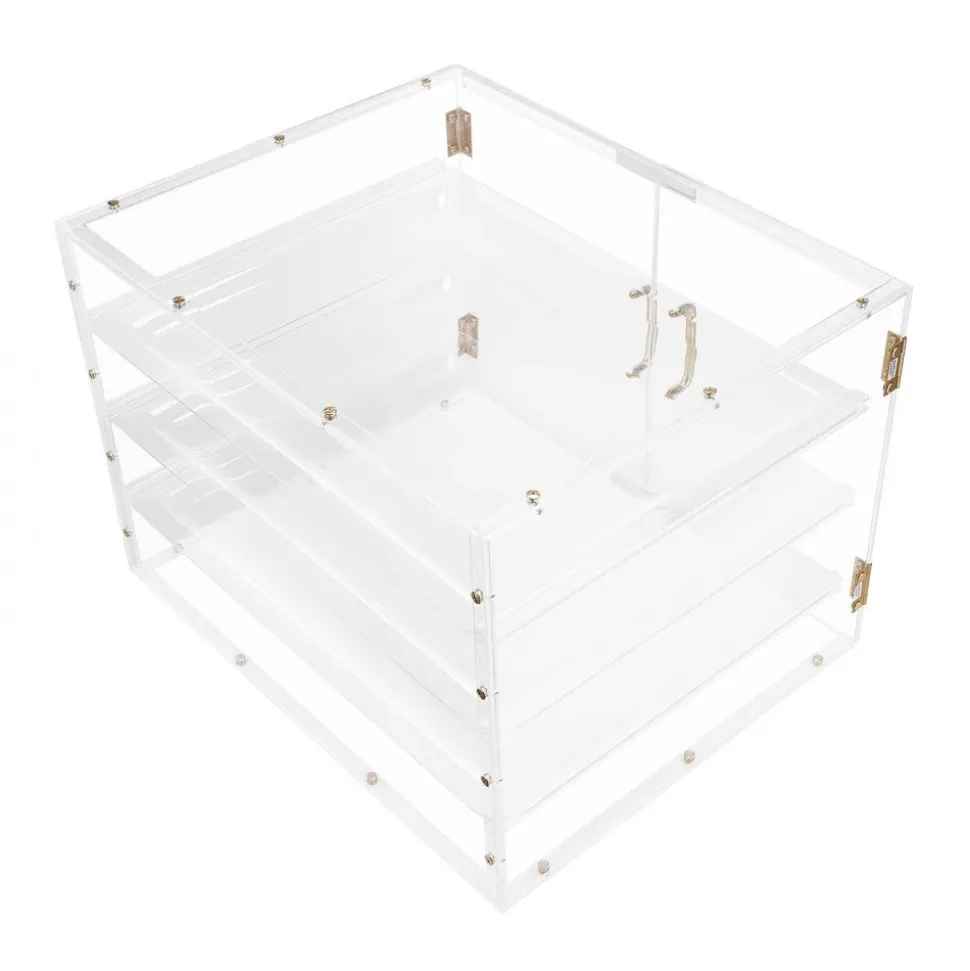 VEVOR Bakery Display Case, 2-Tier Commercial Countertop Pastry Display Case, Clear Acrylic Bread Box for Kitchen, Party Cake Cabinet with Magnetic Rear Door for Cookie Dessert Donut, 22" x 14" x 14"