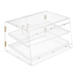 VEVOR Bakery Display Case, 2-Tier Commercial Countertop Pastry Display Case, Clear Acrylic Bread Box for Kitchen, Party Cake Cabinet with Magnetic Rear Door for Cookie Dessert Donut, 20.7