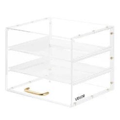 VEVOR Bakery Display Case, 3-Tier Commercial Countertop Pastry Display Case, Clear Acrylic Bread Box for Kitchen, Party Cake Cabinet with Flip-Up Door for Cookie Dessert Donut, 13