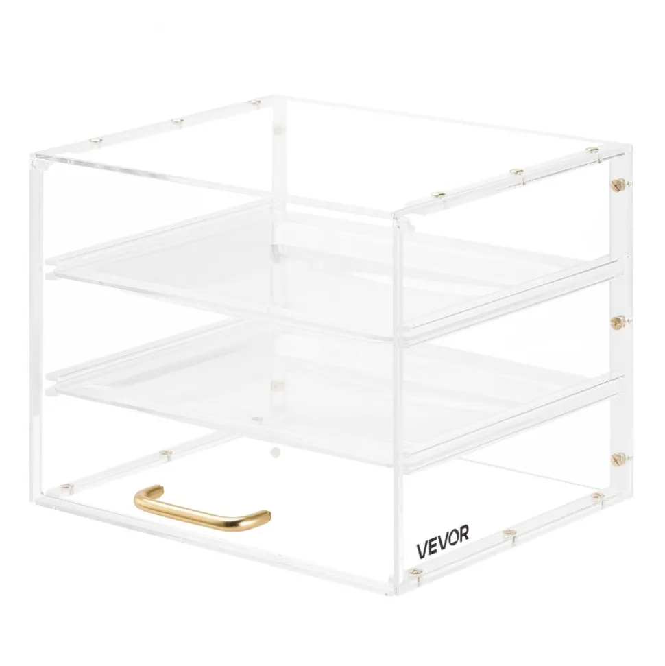 VEVOR Bakery Display Case, 3-Tier Commercial Countertop Pastry Display Case, Clear Acrylic Bread Box for Kitchen, Party Cake Cabinet with Flip-Up Door for Cookie Dessert Donut, 13" x 10.2" x 10.2"