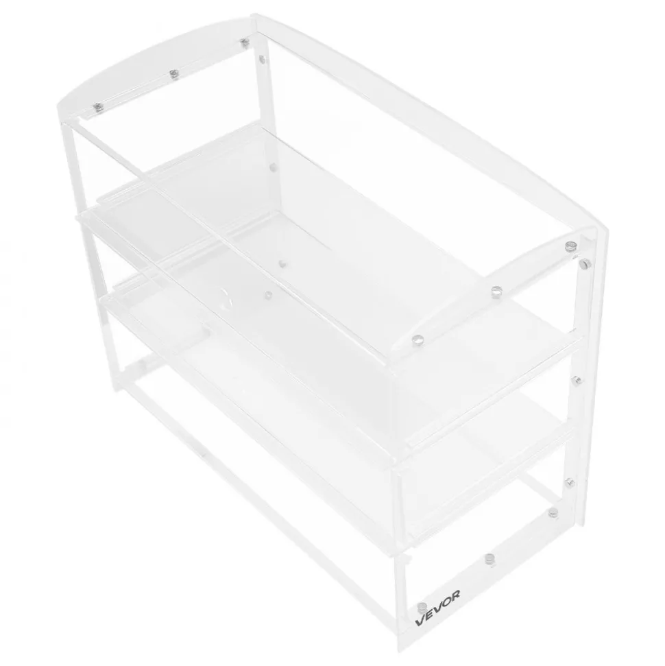 VEVOR Bakery Display Case, 3-Tier Commercial Countertop Pastry Display Case, Clear Acrylic Bread Box for Kitchen, Party Cake Cabinet with Flip-Up Door for Cookie Dessert Donut Bagel, 19" x 9.1" x 15"