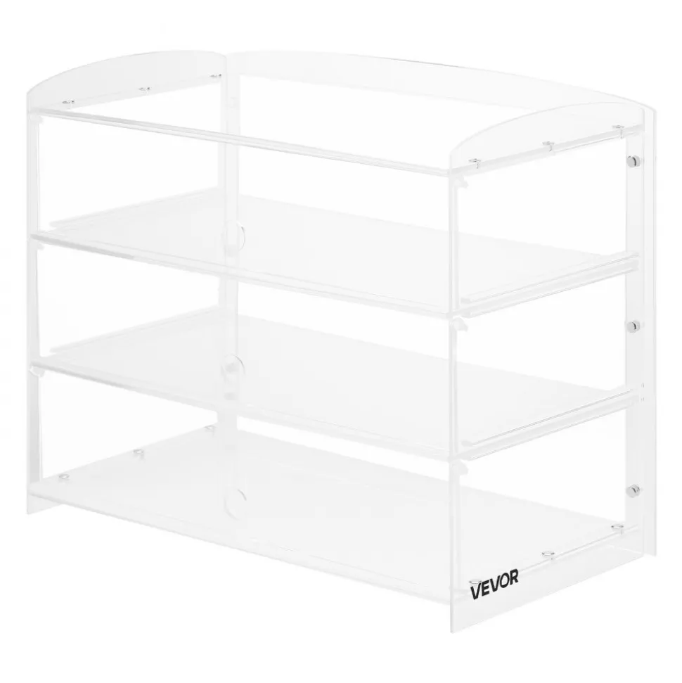 VEVOR Bakery Display Case, 3-Tier Commercial Countertop Pastry Display Case, Clear Acrylic Bread Box for Kitchen, Party Cake Cabinet with Flip-Up Door for Cookie Dessert Donut Bagel, 19" x 9.1" x 15"