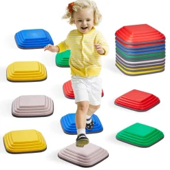 VEVOR Balance Stepping Stones for Kids, 10 PCS, Up to 220 lbs, Non-Slip Toddlers Sensory Stepping Stones, Obstacle Course Coordination Game Toys Indoor or Outdoor Play for Children Aged 3 4 5 6 7 8+