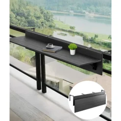VEVOR Balcony Hanging Table, 19 x 24 in Metal Folding Balcony Railing Table, Outdoor Balcony Bar Table for Railings, 5-Level Adjustable, Fit Railing from 1