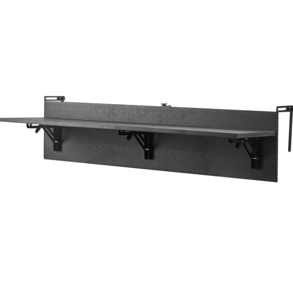 VEVOR Balcony Hanging Table, 12 x 48 in Folding Balcony Railing Table, Outdoor Balcony Bar Table for Railings, 50 lbs Loading, Fit Railing from 1" to 4.3", Serving Table for Patio & Deck