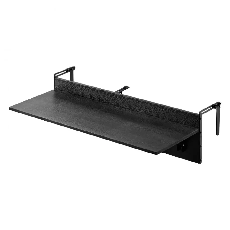 VEVOR Balcony Hanging Table, 12 x 48 in Folding Balcony Railing Table, Outdoor Balcony Bar Table for Railings, 50 lbs Loading, Fit Railing from 1" to 4.3", Serving Table for Patio & Deck