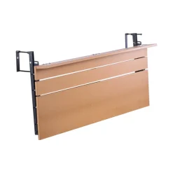 VEVOR Balcony Hanging Table, 25 x 24 in Folding Balcony Railing Table, Outdoor Balcony Bar Table for Railings, 4-Level Adjustable, Fit Railing from 1