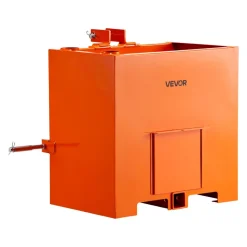 VEVOR Ballast Box, 3-Point Category 1 Tractor Ballast of 800 lbs Capacity, with Standard 2 Inch Hitch Receiver, Heavy-Duty Steel 5 ft³ Large Volume Durable Loader Attachment with Sliding Door, Orange