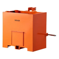 VEVOR Ballast Box, 3-Point Category 1 Tractor Ballast of 800 lbs Capacity, with Standard 2 Inch Hitch Receiver, Heavy-Duty Steel 5 ft³ Large Volume Durable Loader Attachment with Sliding Door, Orange