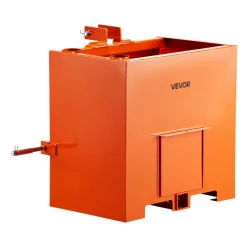VEVOR Ballast Box, 3-Point Category 1 Tractor Ballast of 800 lbs Capacity, with Standard 2 Inch Hitch Receiver, Heavy-Duty Steel 5 ft³ Large Volume Durable Loader Attachment with Sliding Door, Orange