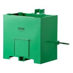 VEVOR Ballast Box, 3-Point Category 1 Tractor Ballast of 800 lbs Capacity, with Standard 2 Inch Hitch Receiver, Heavy-Duty Steel 5 ft³ Large Volume Durable Loader Attachment with Sliding Door, Green
