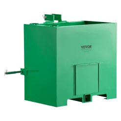VEVOR Ballast Box, 3-Point Category 1 Tractor Ballast of 800 lbs Capacity, with Standard 2 Inch Hitch Receiver, Heavy-Duty Steel 5 ft³ Large Volume Durable Loader Attachment with Sliding Door, Green
