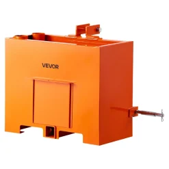 VEVOR Ballast Box, 3-Point Category 1 Tractor Ballast of 800 lbs Capacity, Standard 2 Inch Hitch Receiver, Heavy-Duty Steel 3.2 ft³ Large Volume Durable Loader Attachment with Sliding Door, Orange
