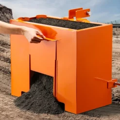 VEVOR Ballast Box, 3-Point Category 1 Tractor Ballast of 800 lbs Capacity, Standard 2 Inch Hitch Receiver, Heavy-Duty Steel 3.2 ft³ Large Volume Durable Loader Attachment with Sliding Door, Orange