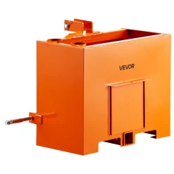 VEVOR Ballast Box, 3-Point Category 1 Tractor Ballast of 800 lbs Capacity, Standard 2 Inch Hitch Receiver, Heavy-Duty Steel 3.2 ft³ Large Volume Durable Loader Attachment with Sliding Door, Orange
