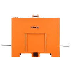 VEVOR Ballast Box, 3-Point Category 1 Tractor Ballast of 800 lbs Capacity, Standard 2 Inch Hitch Receiver, Heavy-Duty Steel 3.2 ft³ Large Volume Durable Loader Attachment with Sliding Door, Orange