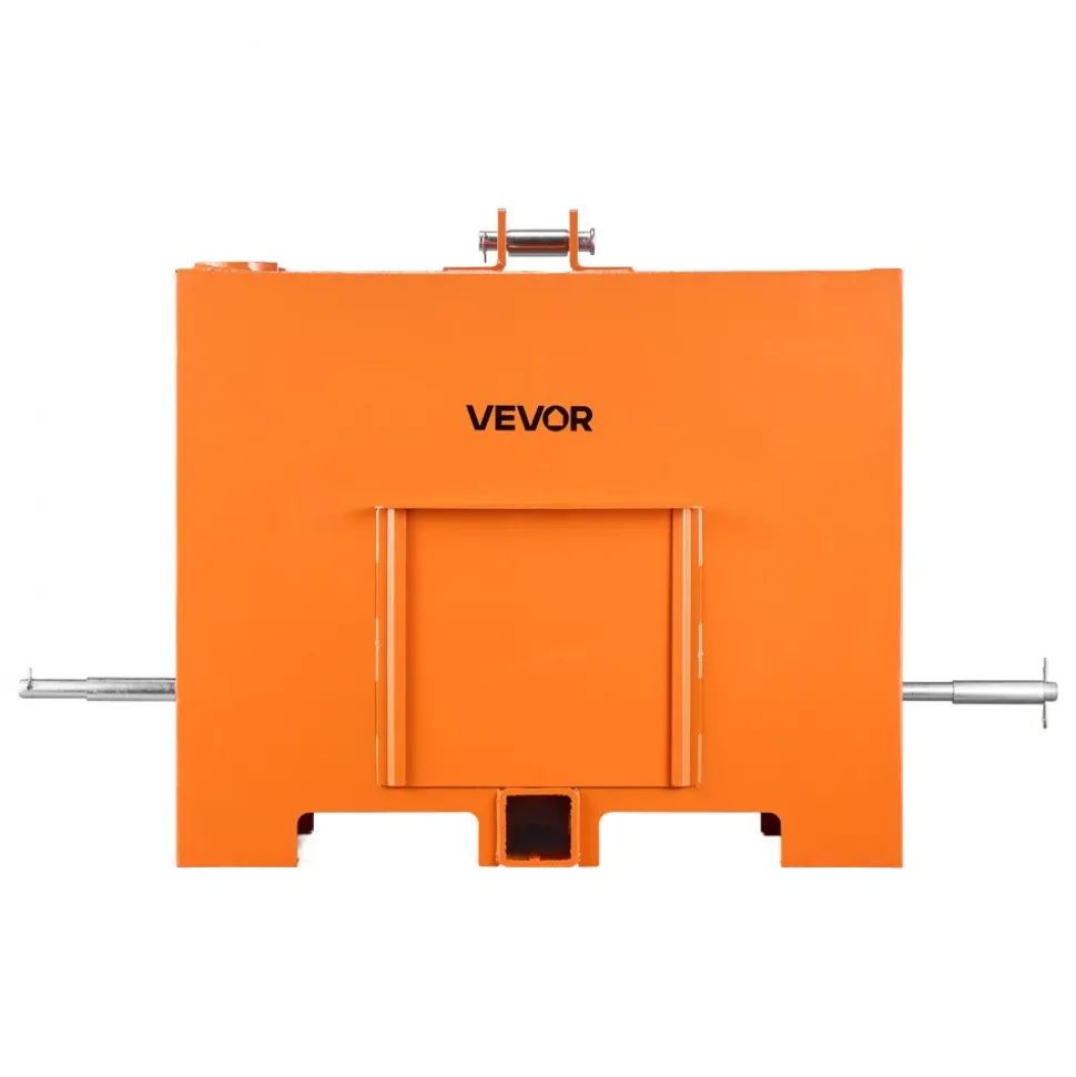 VEVOR Ballast Box, 3-Point Category 1 Tractor Ballast of 800 lbs Capacity, Standard 2 Inch Hitch Receiver, Heavy-Duty Steel 3.2 ft³ Large Volume Durable Loader Attachment with Sliding Door, Orange