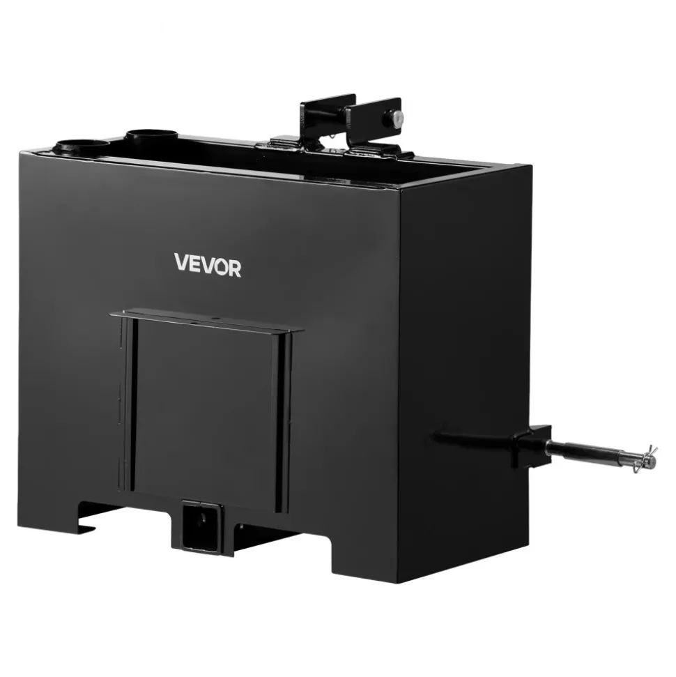 VEVOR Ballast Box, 3-Point Category 1 Tractor Ballast of 800 lbs Capacity, with Standard 2 Inch Hitch Receiver, Heavy-Duty Steel 3.2 ft³ Large Volume Durable Loader Attachment with Sliding Door, Black