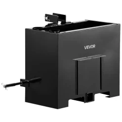 VEVOR Ballast Box, 3-Point Category 1 Tractor Ballast of 800 lbs Capacity, with Standard 2 Inch Hitch Receiver, Heavy-Duty Steel 3.2 ft³ Large Volume Durable Loader Attachment with Sliding Door, Black