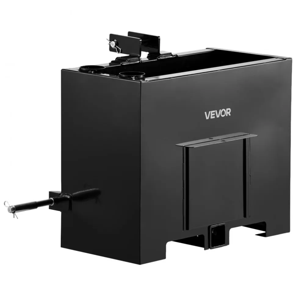 VEVOR Ballast Box, 3-Point Category 1 Tractor Ballast of 800 lbs Capacity, with Standard 2 Inch Hitch Receiver, Heavy-Duty Steel 3.2 ft³ Large Volume Durable Loader Attachment with Sliding Door, Black
