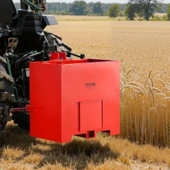 VEVOR Ballast Box, 3-Point Category 1 Tractor Ballast of 800 lbs Capacity, with Standard 2 Inch Hitch Receiver, Heavy-Duty Steel 5 ft³ Large Volume Durable Loader Attachment with Sliding Door, Red