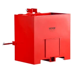 VEVOR Ballast Box, 3-Point Category 1 Tractor Ballast of 800 lbs Capacity, with Standard 2 Inch Hitch Receiver, Heavy-Duty Steel 5 ft³ Large Volume Durable Loader Attachment with Sliding Door, Red