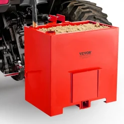 VEVOR Ballast Box, 3-Point Category 1 Tractor Ballast of 800 lbs Capacity, with Standard 2 Inch Hitch Receiver, Heavy-Duty Steel 5 ft³ Large Volume Durable Loader Attachment with Sliding Door, Red