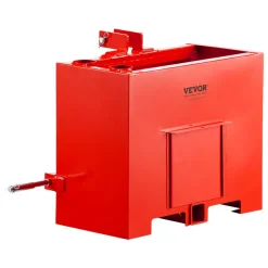 VEVOR Ballast Box, 3-Point Category 1 Tractor Ballast of 800 lbs Capacity, with Standard 2 Inch Hitch Receiver, Heavy-Duty Steel 3.2 ft³ Large Volume Durable Loader Attachment with Sliding Door, Red