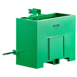 VEVOR Ballast Box, 3-Point Category 1 Tractor Ballast of 800 lbs Capacity, with Standard 2 Inch Hitch Receiver, Heavy-Duty Steel 3.2 ft³ Large Volume Durable Loader Attachment with Sliding Door, Green