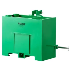 VEVOR Ballast Box, 3-Point Category 1 Tractor Ballast of 800 lbs Capacity, with Standard 2 Inch Hitch Receiver, Heavy-Duty Steel 3.2 ft³ Large Volume Durable Loader Attachment with Sliding Door, Green