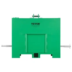 VEVOR Ballast Box, 3-Point Category 1 Tractor Ballast of 800 lbs Capacity, with Standard 2 Inch Hitch Receiver, Heavy-Duty Steel 3.2 ft³ Large Volume Durable Loader Attachment with Sliding Door, Green