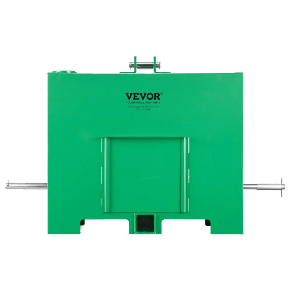VEVOR Ballast Box, 3-Point Category 1 Tractor Ballast of 800 lbs Capacity, with Standard 2 Inch Hitch Receiver, Heavy-Duty Steel 3.2 ft³ Large Volume Durable Loader Attachment with Sliding Door, Green