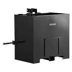 VEVOR Ballast Box, 3-Point Category 1 Tractor Ballast of 800 lbs Capacity, with Standard 2 Inch Hitch Receiver, Heavy-Duty Steel 5 ft³ Large Volume Durable Loader Attachment with Sliding Door, Black