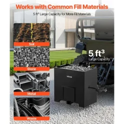 VEVOR Ballast Box, 3-Point Category 1 Tractor Ballast of 800 lbs Capacity, with Standard 2 Inch Hitch Receiver, Heavy-Duty Steel 5 ft³ Large Volume Durable Loader Attachment with Sliding Door, Black