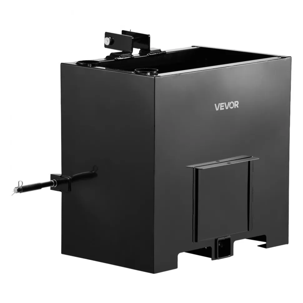 VEVOR Ballast Box, 3-Point Category 1 Tractor Ballast of 800 lbs Capacity, with Standard 2 Inch Hitch Receiver, Heavy-Duty Steel 5 ft³ Large Volume Durable Loader Attachment with Sliding Door, Black