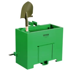 VEVOR Ballast Box, 3-Point Category 1 Tractor Ballast of 800lbs Capacity, for 2 Inch Hitch Receiver, Heavy-Duty Steel 4.3 ft³ Large Volume Loader Attachment with Sliding Door, Green