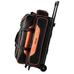 VEVOR 3 Ball Bowling Bag Double Roller Bag with Separate Shoe Compartment, for Bowling Shoes (Up To US Men Size 16), Rolling Ball Bag w/ Wheel, Accessory Pocket, Retractable Handle Extends to 40 in