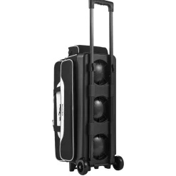 VEVOR 3 Ball Bowling Bag Double Roller Bag with Separate Shoe Compartment, for Bowling Shoes (Up To US Men Size 16), Rolling Ball Bag w/ Wheel, Accessory Pocket, Retractable Handle Extends to 40 in