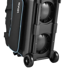VEVOR 3 Ball Bowling Bag Double Roller Bag with Separate Shoe Compartment, for Bowling Shoes (Up To US Men Size 16), Rolling Ball Bag w/ Wheel, Accessory Pocket, Retractable Handle Extends to 40 in