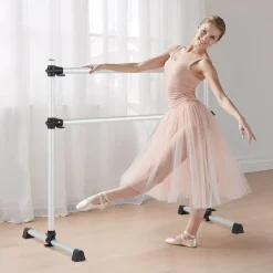 VEVOR Ballet Barre, 4 Ft Aluminum Double Barre Bar for Home, Freestanding Portable Ballet Stretching Dance Bars, Height Adjustable Anti-Wobble Fitness Studio Equipment, for Pilates Balance Workout