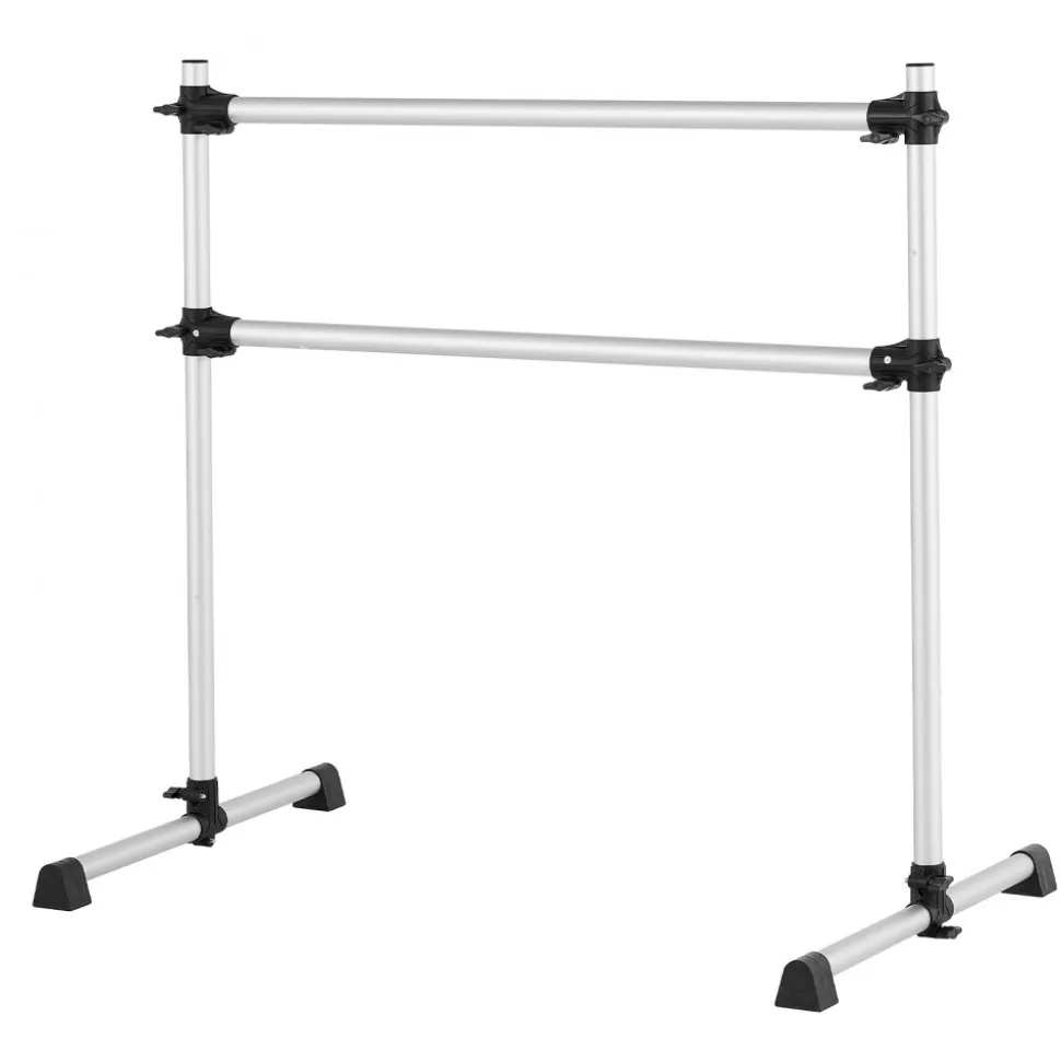 VEVOR Ballet Barre, 4 Ft Aluminum Double Barre Bar for Home, Freestanding Portable Ballet Stretching Dance Bars, Height Adjustable Anti-Wobble Fitness Studio Equipment, for Pilates Balance Workout