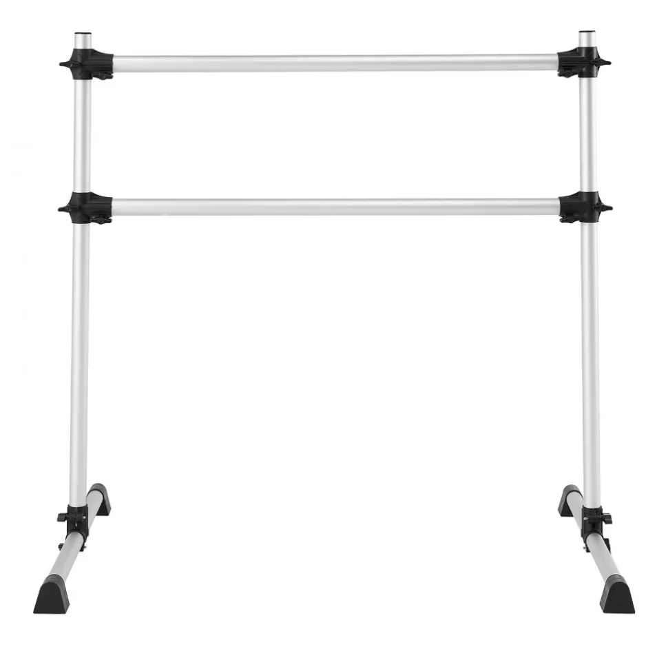 VEVOR Ballet Barre, 4 Ft Aluminum Double Barre Bar for Home, Freestanding Portable Ballet Stretching Dance Bars, Height Adjustable Anti-Wobble Fitness Studio Equipment, for Pilates Balance Workout
