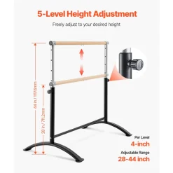 VEVOR Ballet Barre, 4 Ft Barre Bar for Home, Freestanding Portable Ballet Stretching Dance Bars, Height Adjustable Anti-Wobble Fitness Gym Studio Equipment, for Pilates Balance Workout